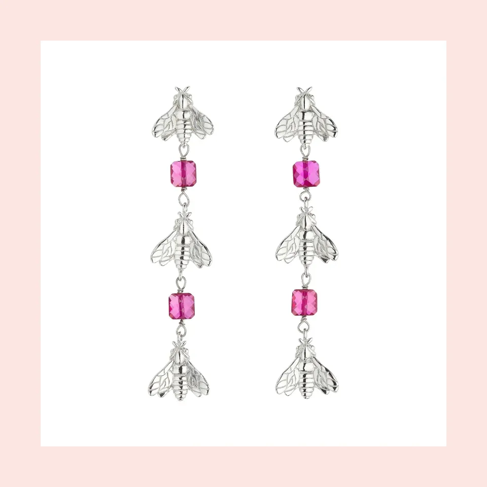 Lorella Tamberi Canal Bee Queen boucles pendantes abeilles zircon