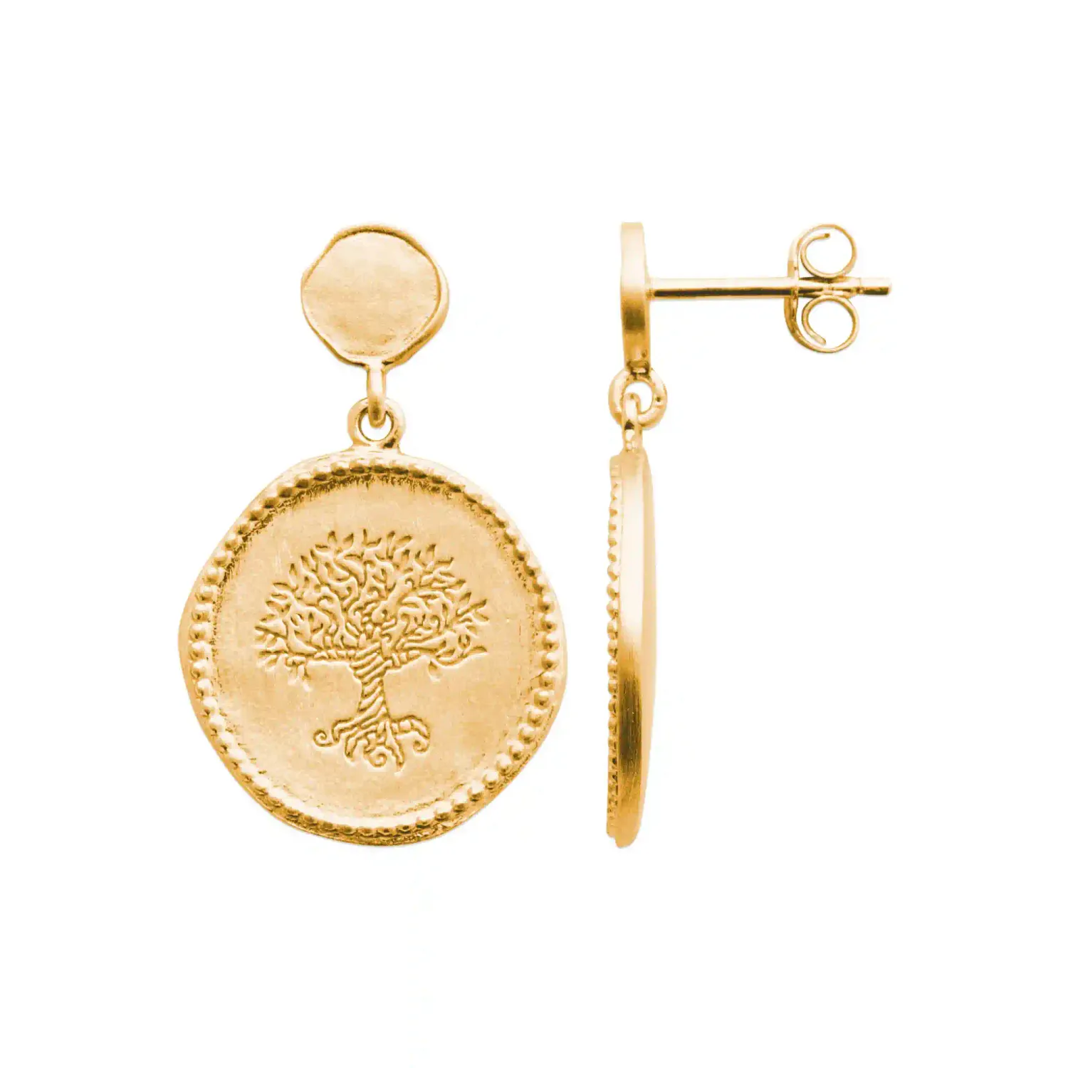 Oriana France boucles pendantes médaillons arbre de vie