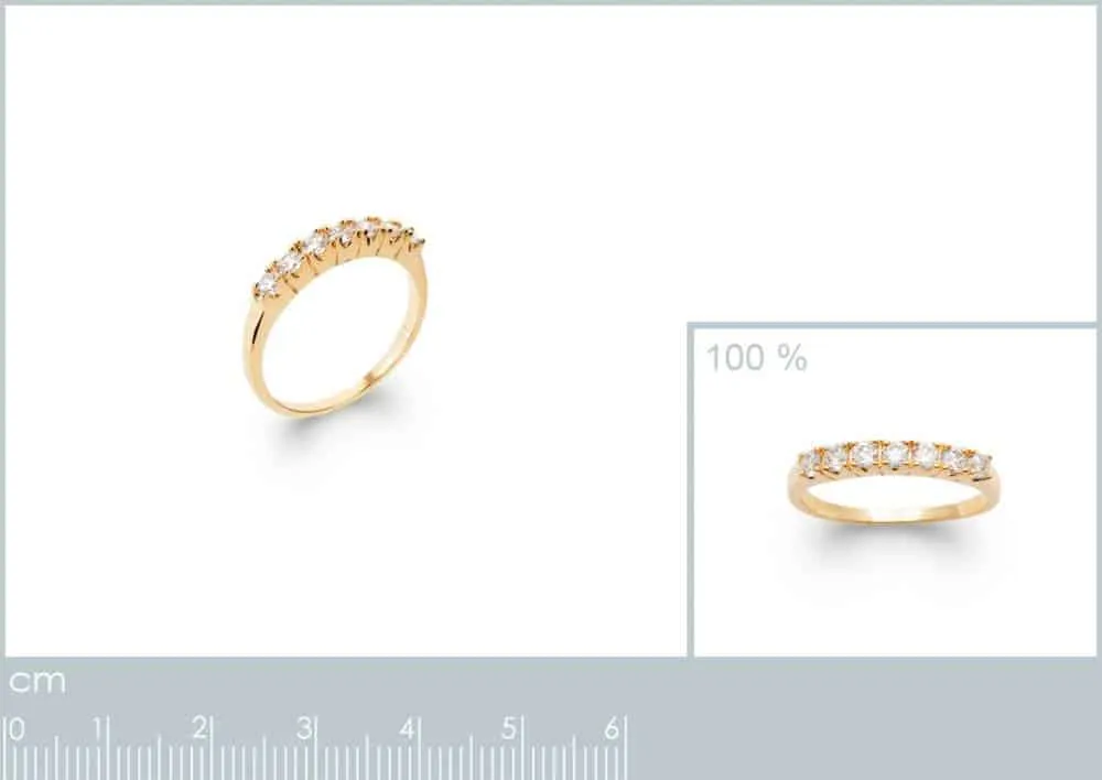 Oriana France fine 7 zircons bague plaqué or blanche