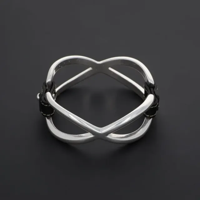 Secret de Cuir N°1349 bracelet cuir infini argenté