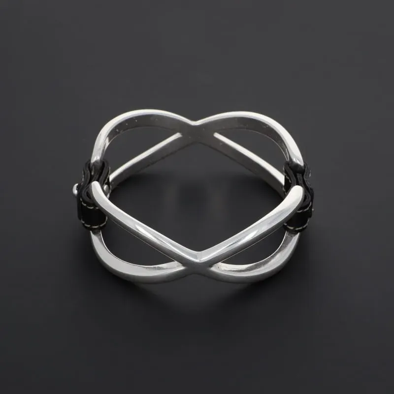 Secret de Cuir N°1349 bracelet cuir infini argenté