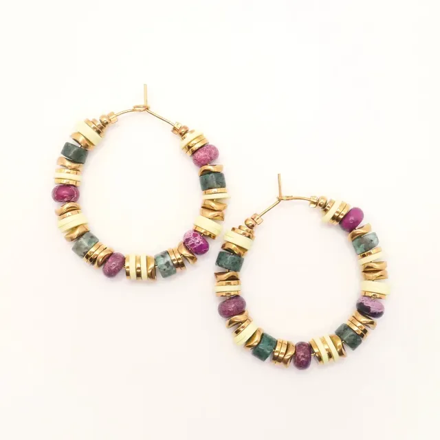 Cloralys Jane boucles d’oreilles créoles 3,5 cm turquoise