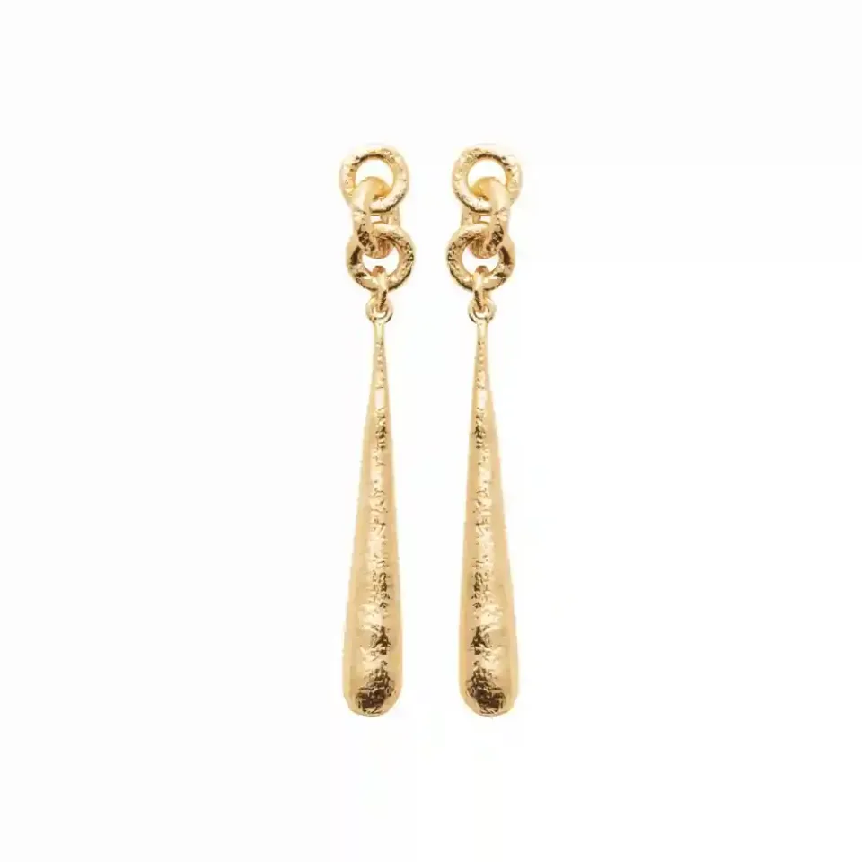 Oriana France boucles pendantes grande goutte plaqué or