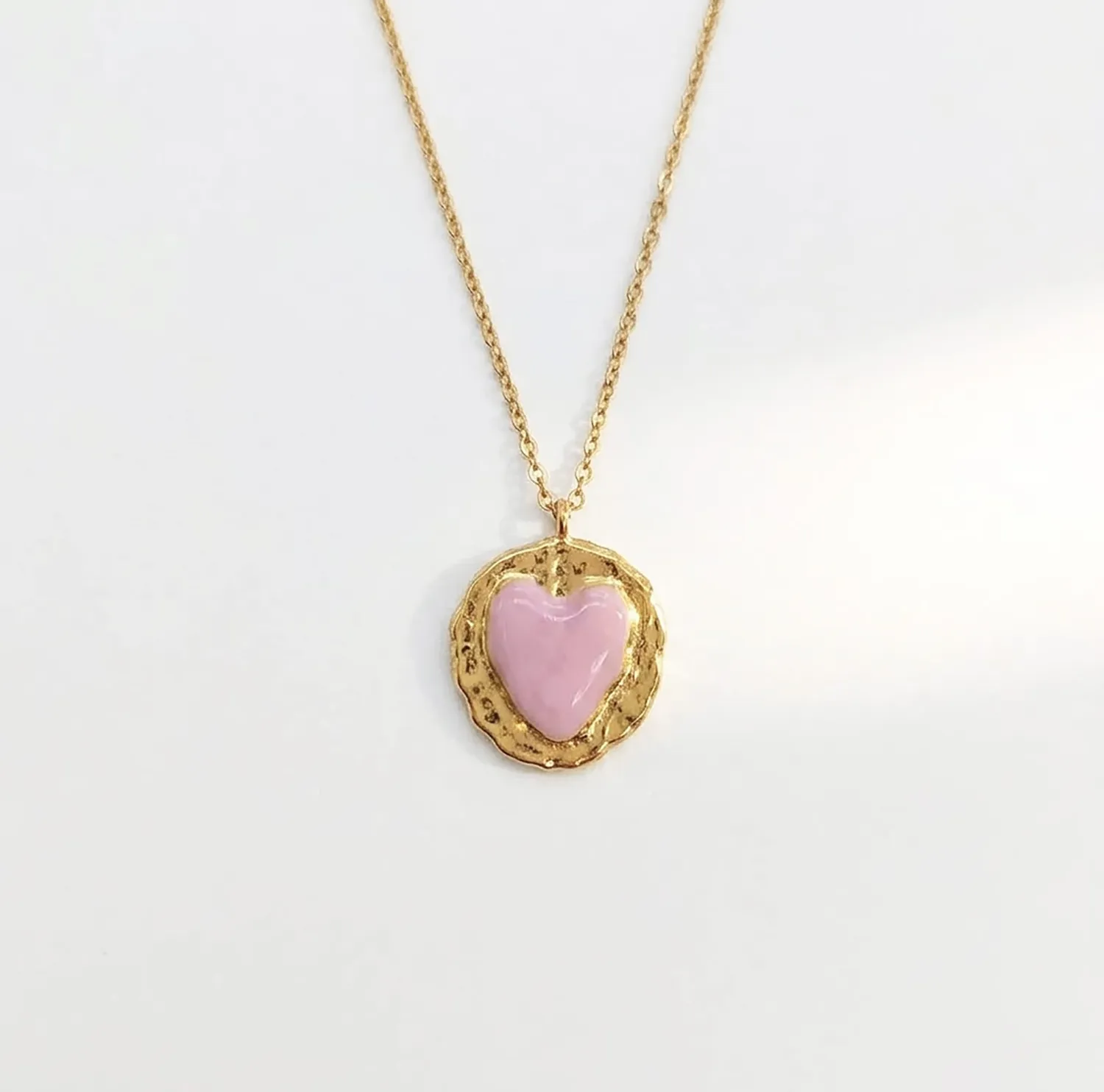 Elise Tsikis Travia collier coeur rose 55 cm