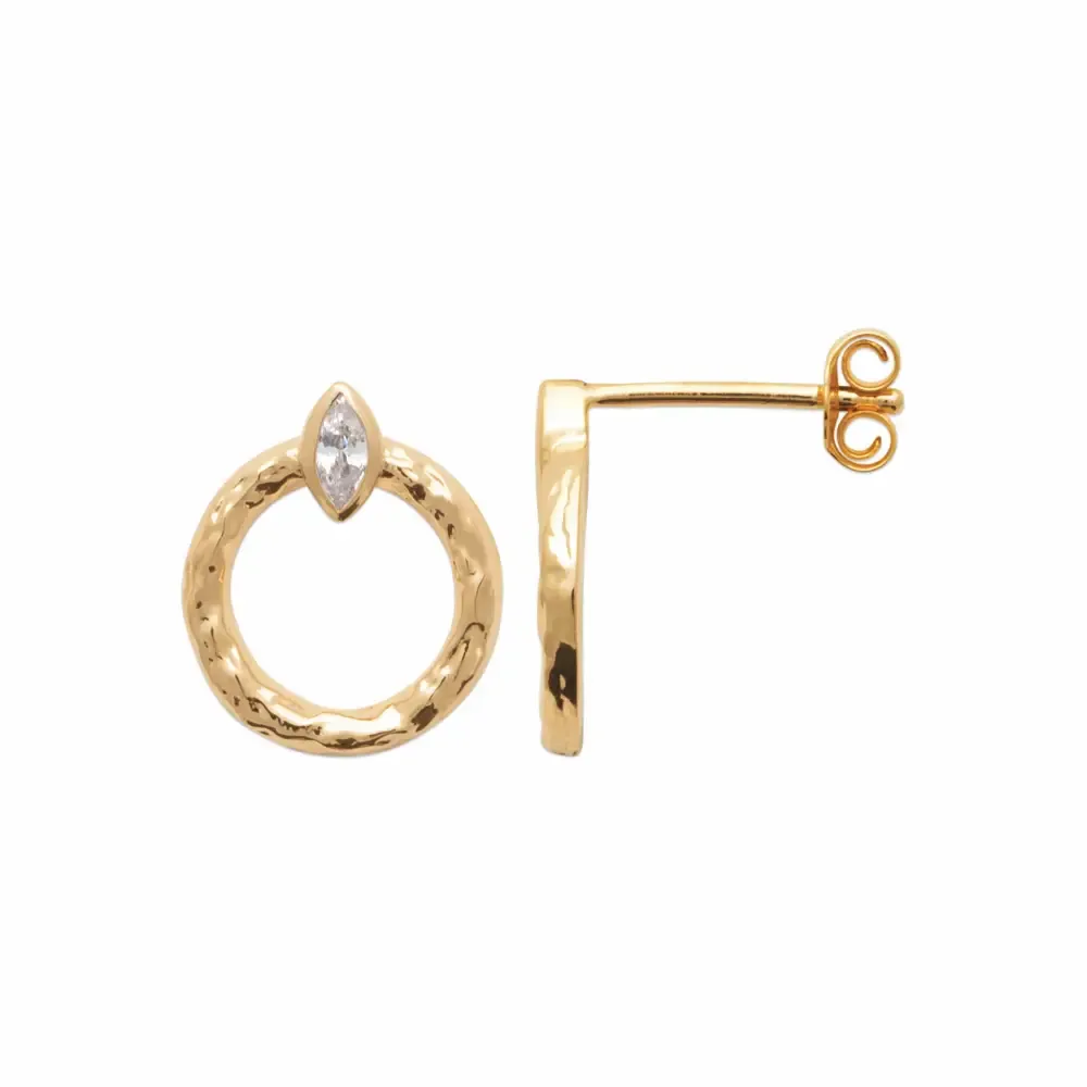 Oriana France clous oreilles plaqué or losange diamant