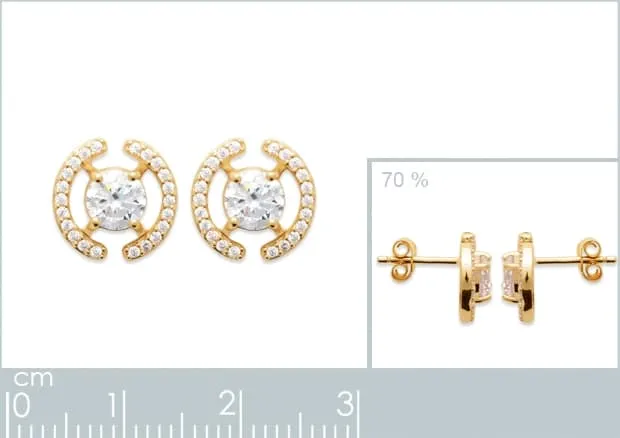 Oriana France diamant synthétique entourage clous d’oreilles plaqué or