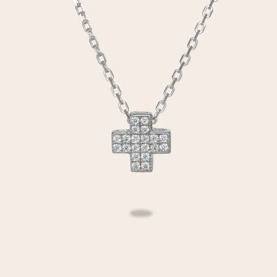 Ultima Edizione Croce Mini 8x8 mm collier croix pavé