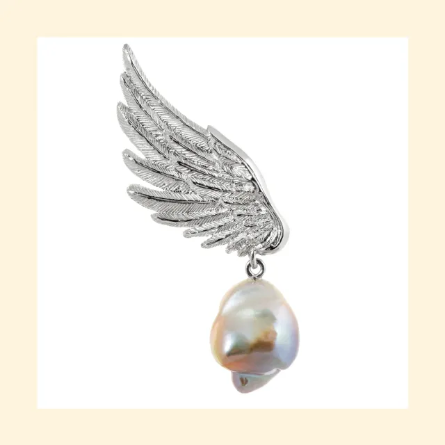Lorella Tamberi Canal Artemis Wing broche aile perle argentée