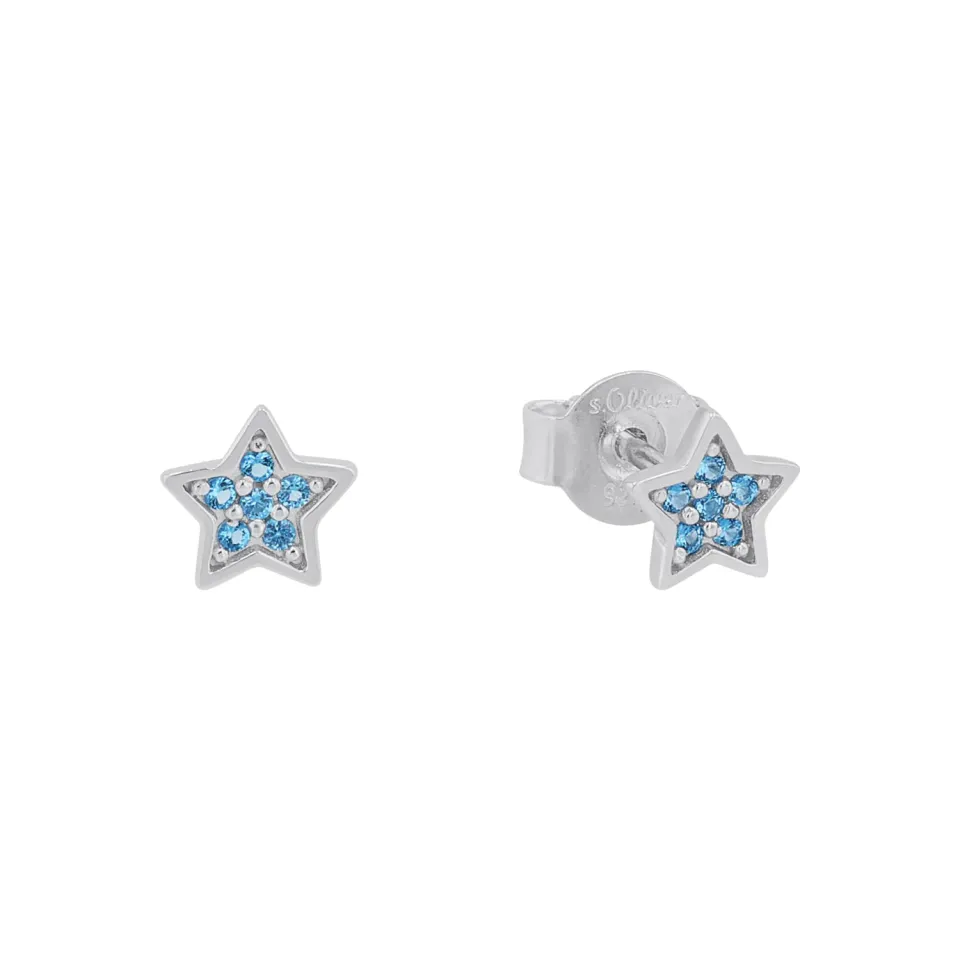 s.Oliver clous fille argent étoile bleue cristal