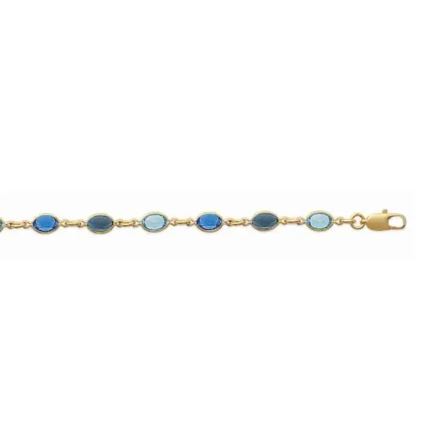 Oriana France bracelet plaqué or cristaux tons bleus