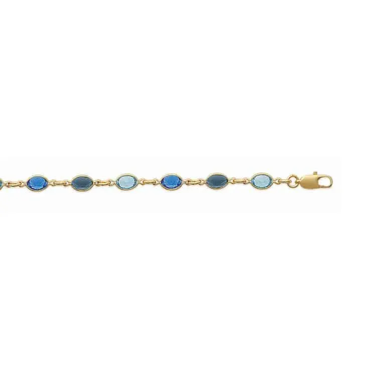 Oriana France bracelet plaqué or cristaux tons bleus