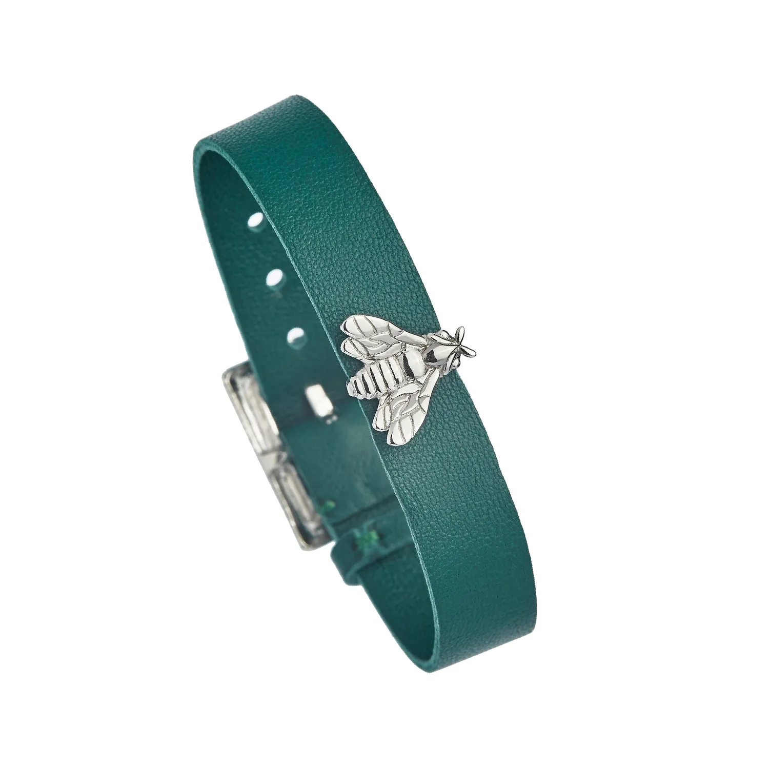 Lorella Tamberi Canal Bee Queen bracelet cuir vert abeille