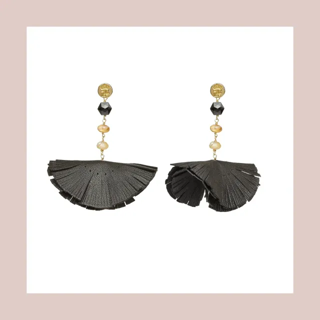Lorella Tamberi Tassel Bluebell boucles d'oreilles cuir noir