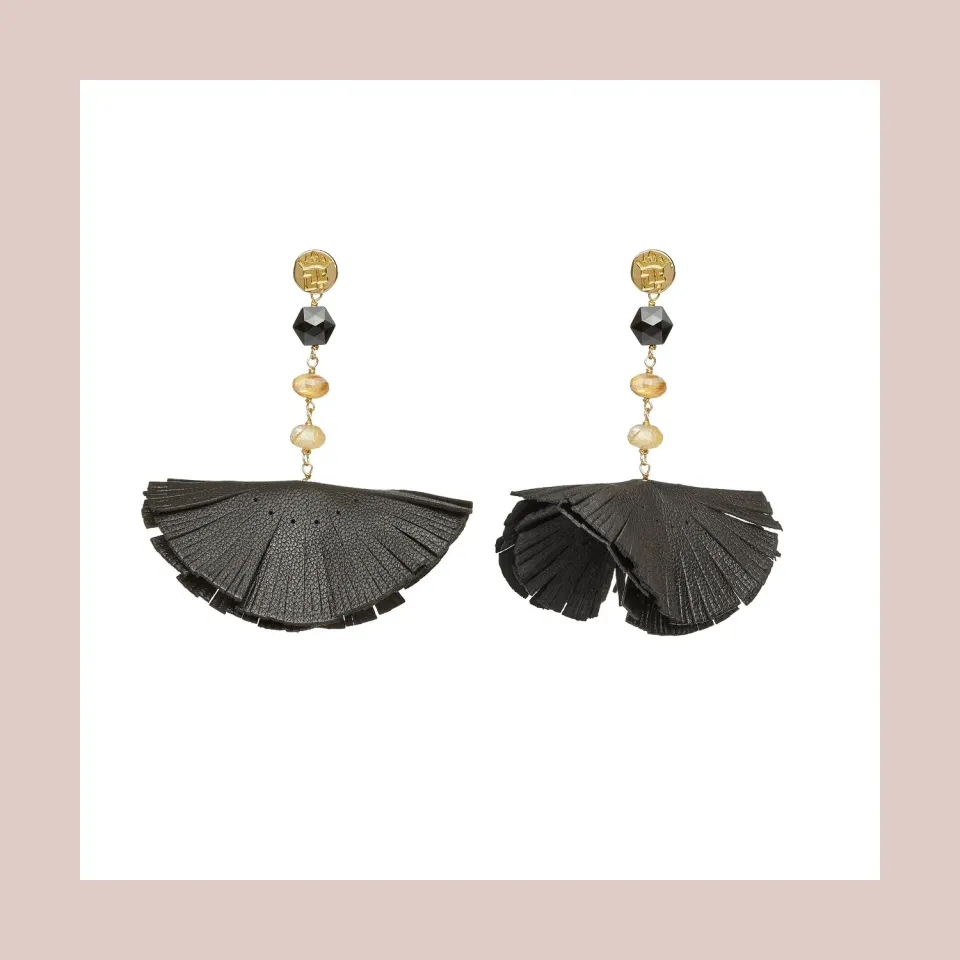 Lorella Tamberi Tassel Bluebell boucles d'oreilles cuir noir