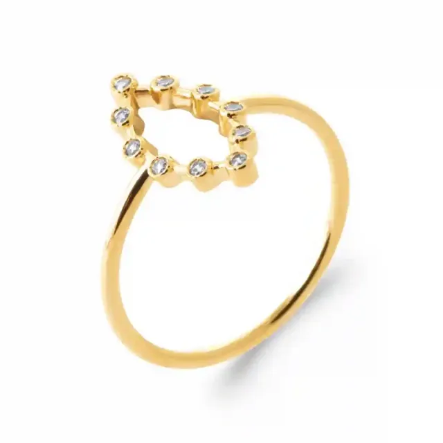 Oriana France bague ovale pavée bague plaqué or blanc