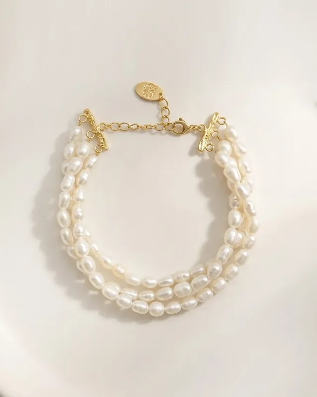 Elise Tsikis Elanci bracelet perles 3 rangs 17,5 cm