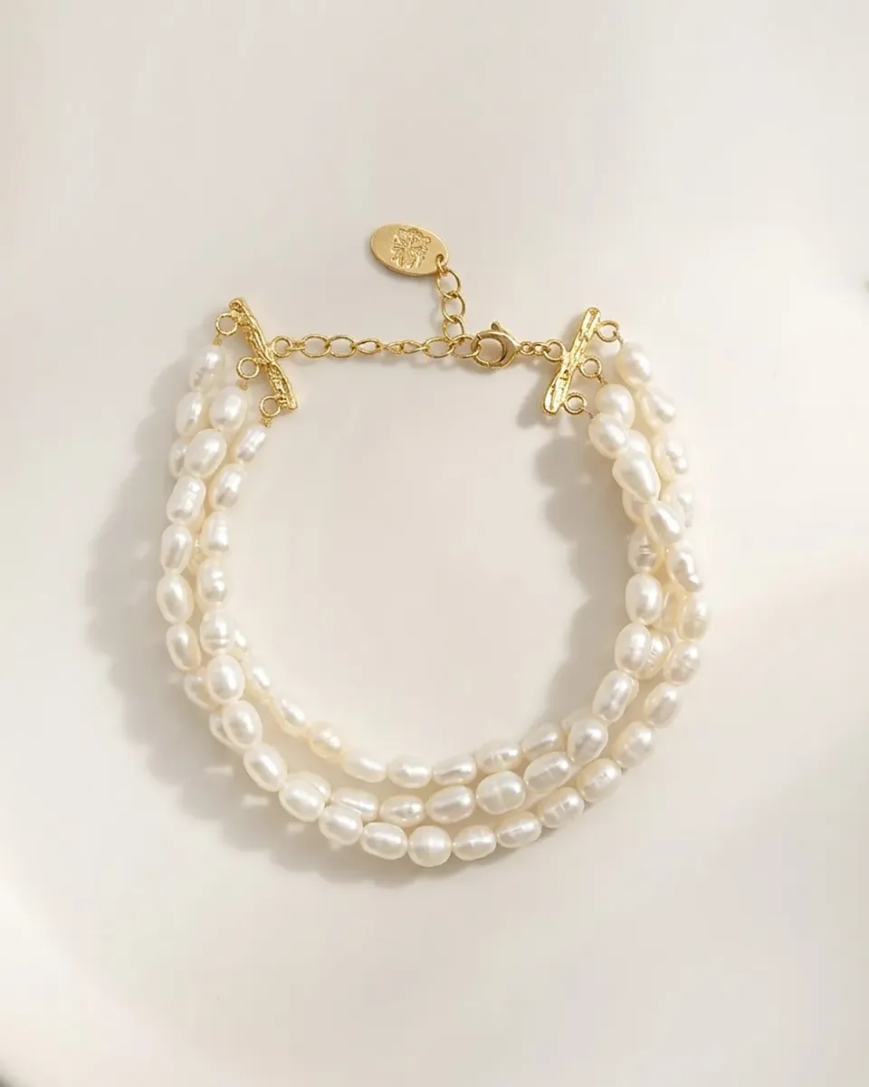 Elise Tsikis Elanci bracelet perles 3 rangs 17,5 cm