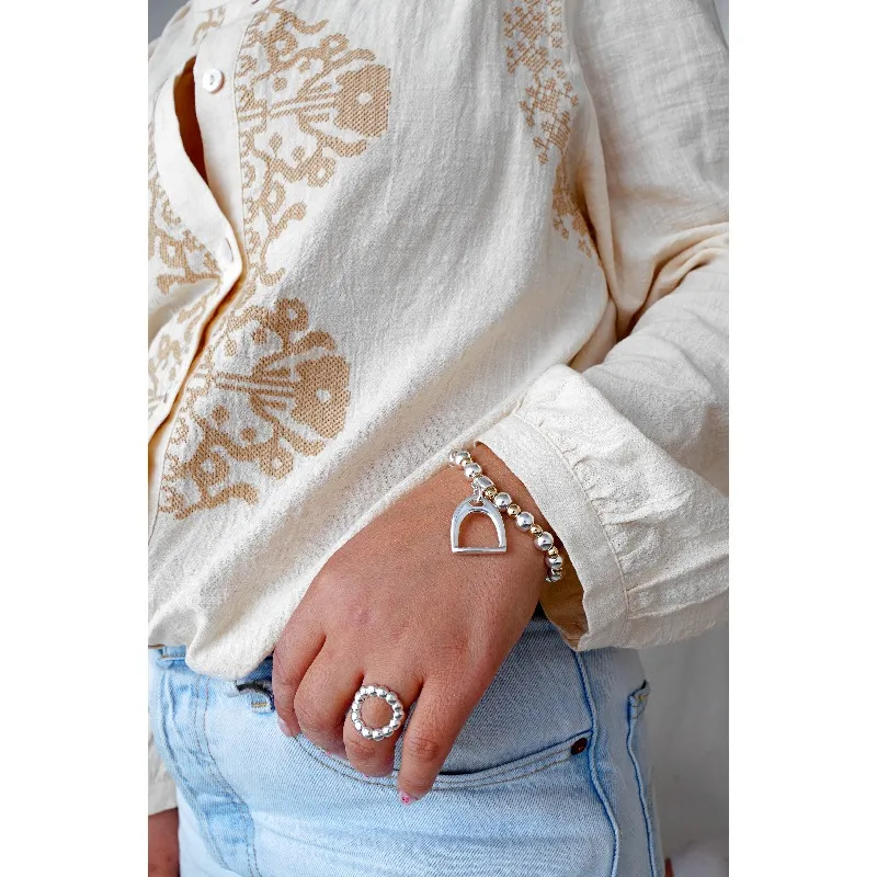 Secret de Cuir N°1616 843 bracelet perles bicolore argent doré