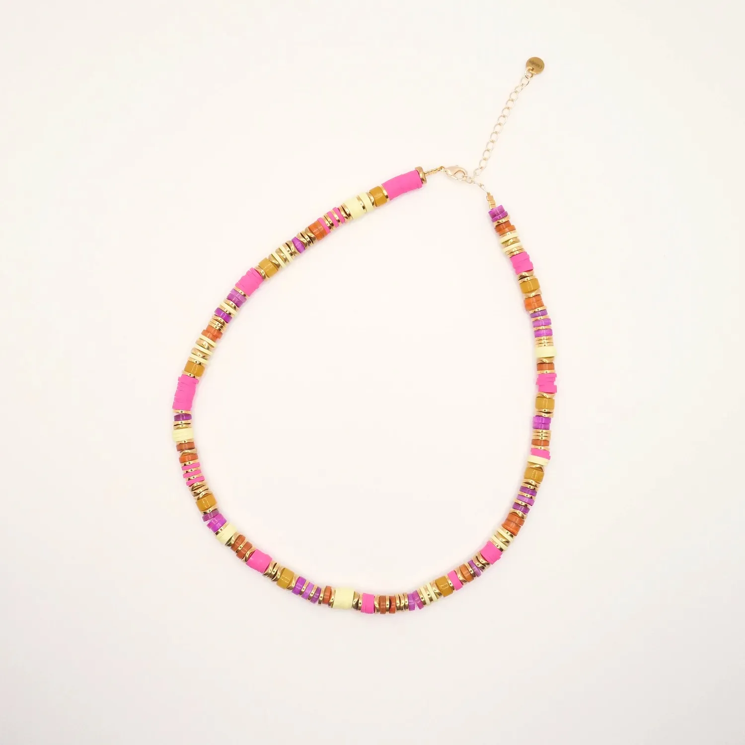 Cloralys Pia collier heishi 38 cm orange rose