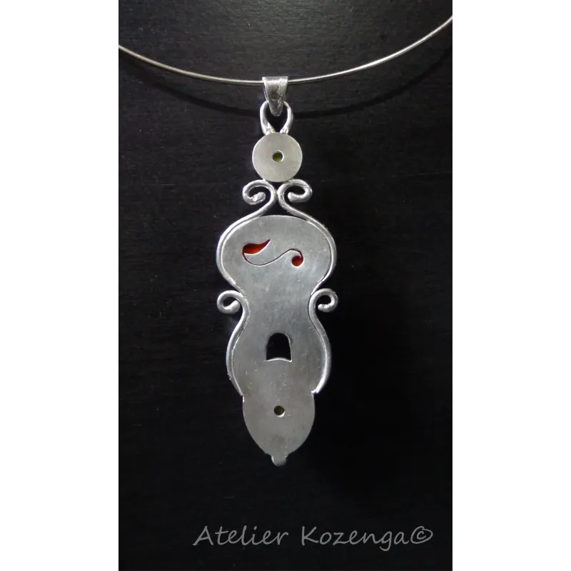 L'Atelier Kozenga pendentif Mahila unakite jaspe argent 950