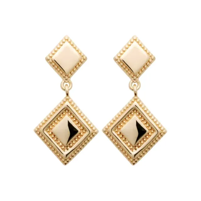 Oriana France boucles pendantes losange plaqué or vintage