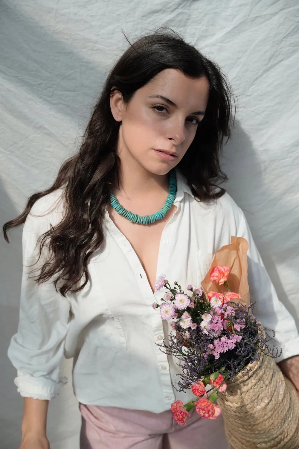 Cloralys Irina collier grosses perles magnésite 40 cm