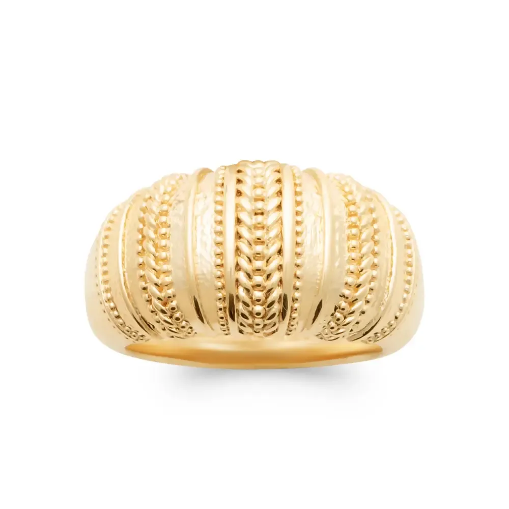 Oriana France grosse bague bombée tressée plaqué or
