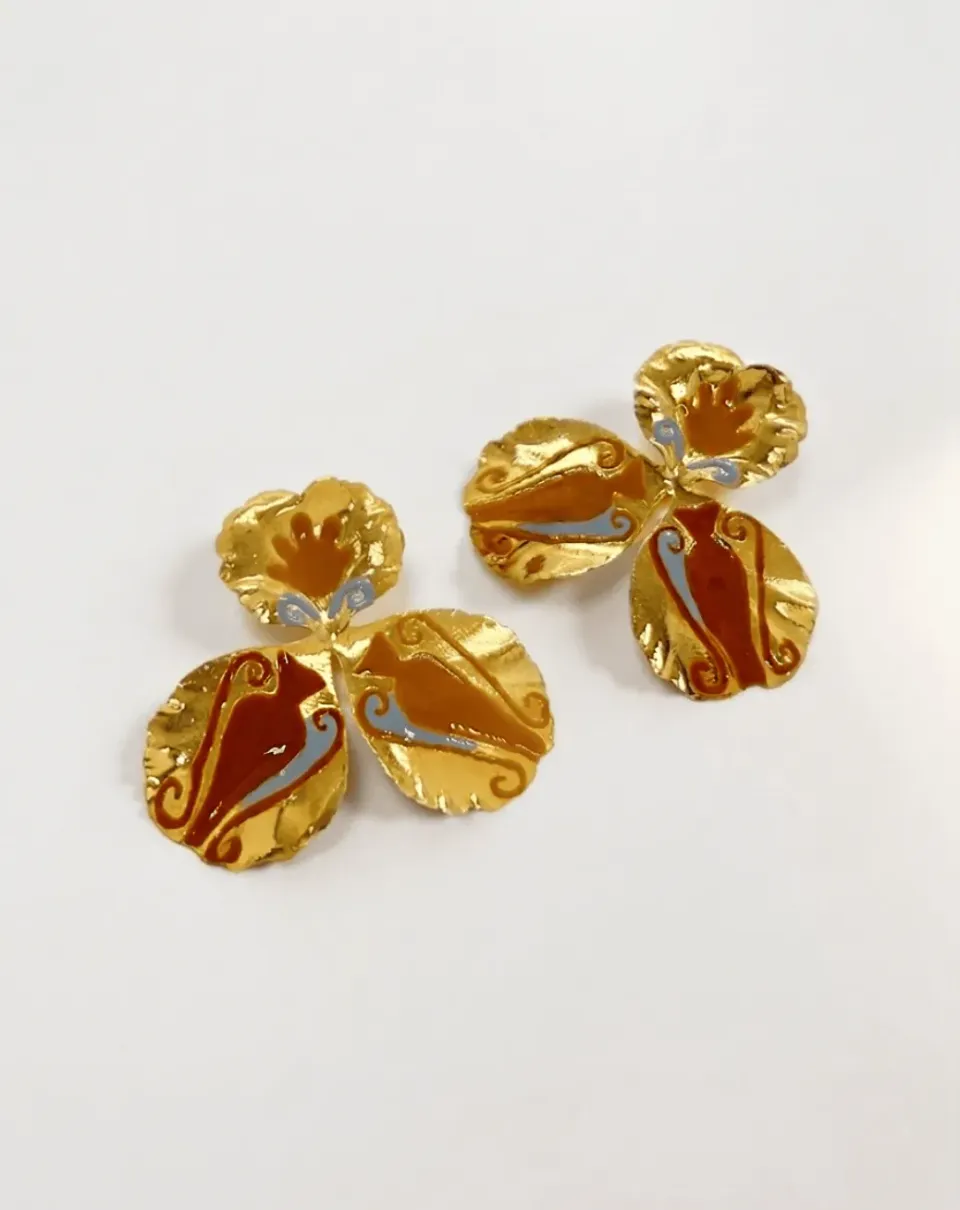 Elise Tsikis Pensée Medium boucles fleur or jaune