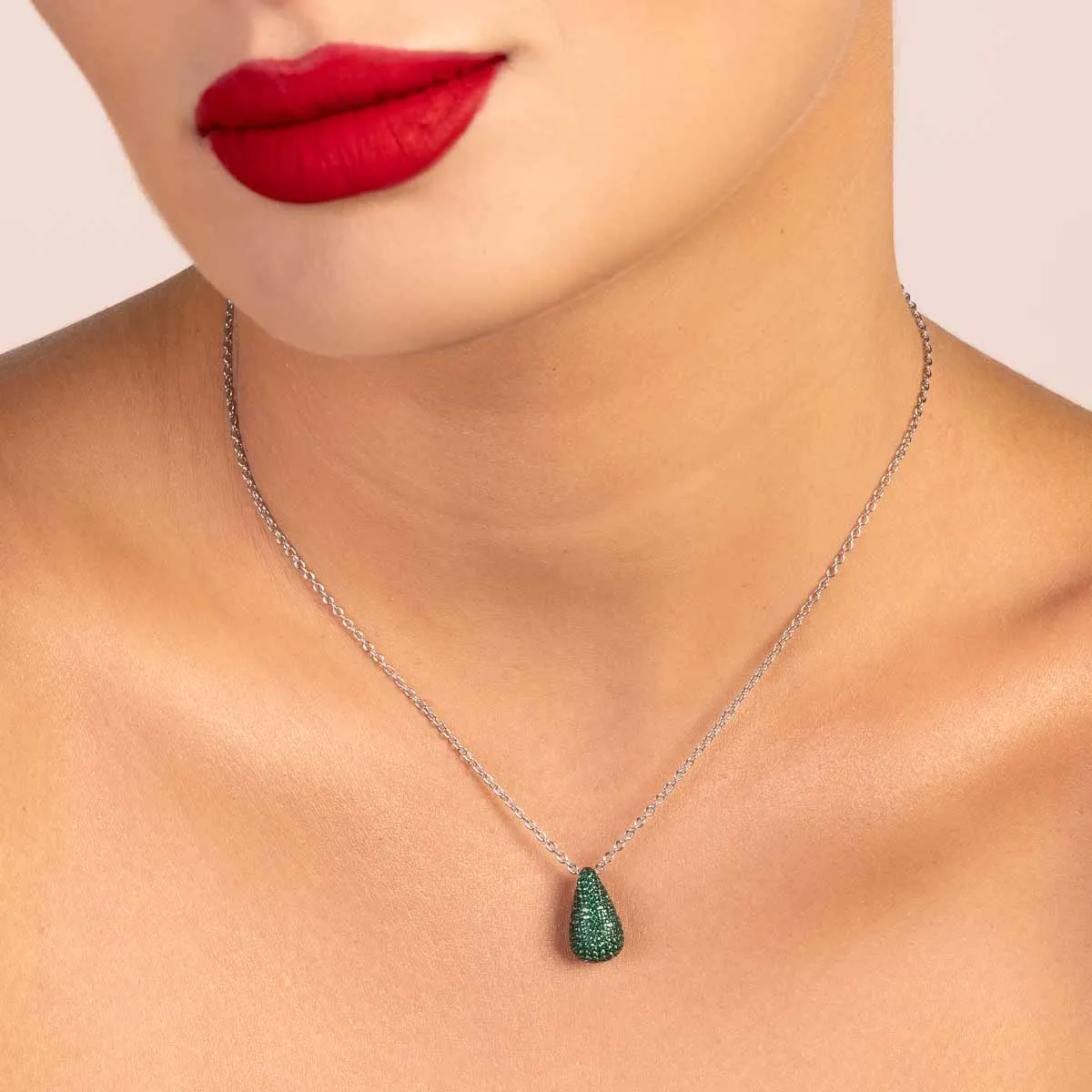 ULTIMA EDIZIONE Goccia pendentif goutte pavé émeraude