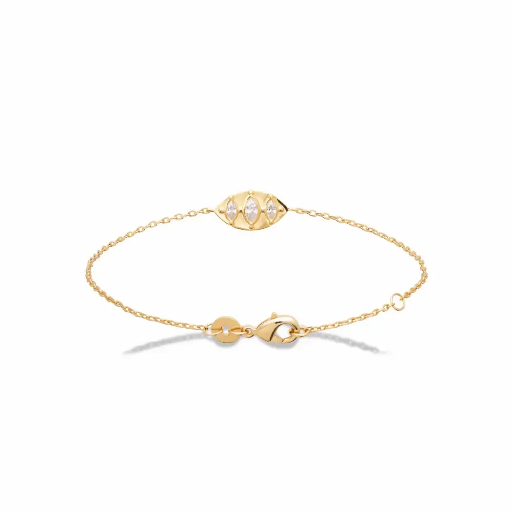 Oriana France losange bracelet plaqué or 3 zircons