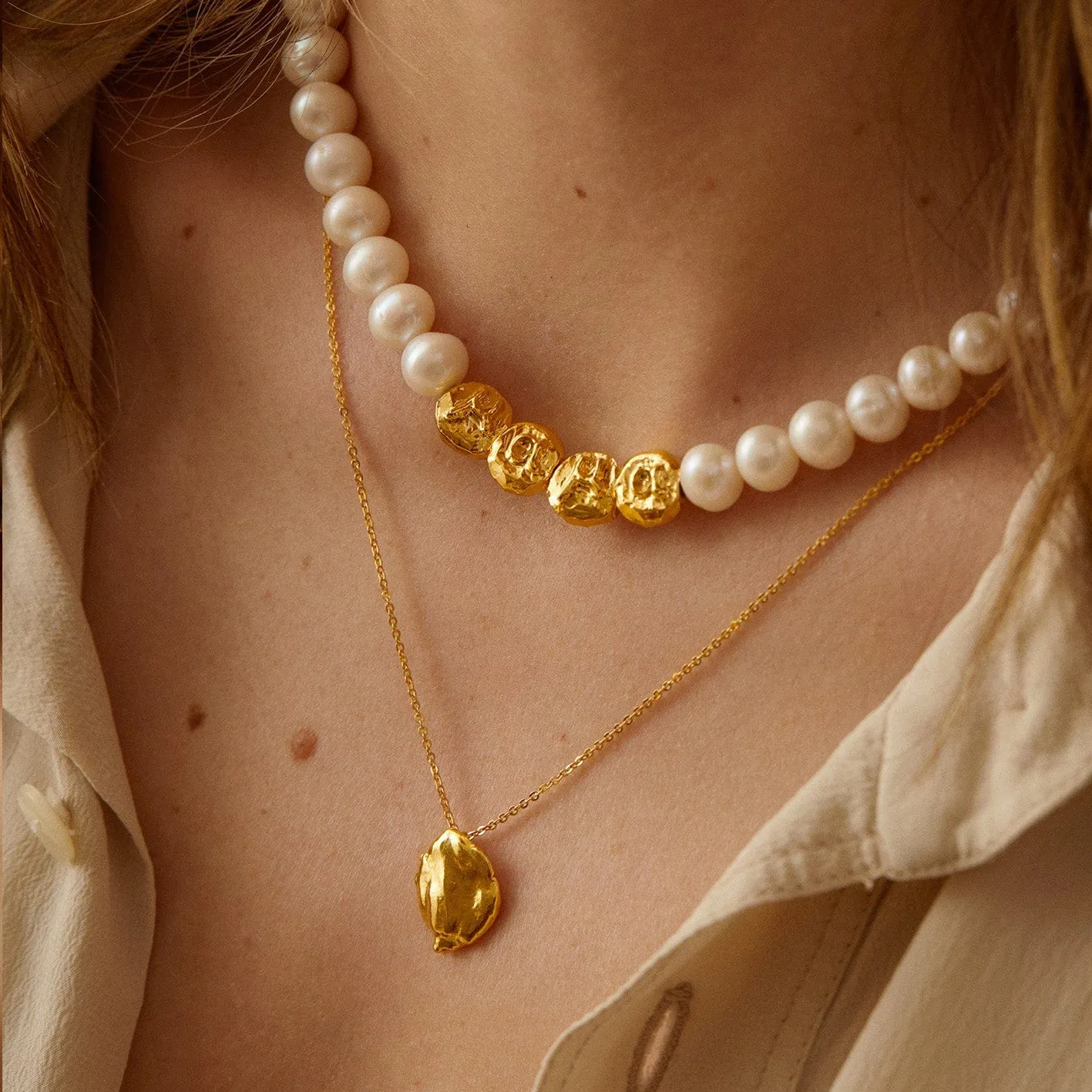 Elise Tsikis Eros collier perles Eros 35 cm