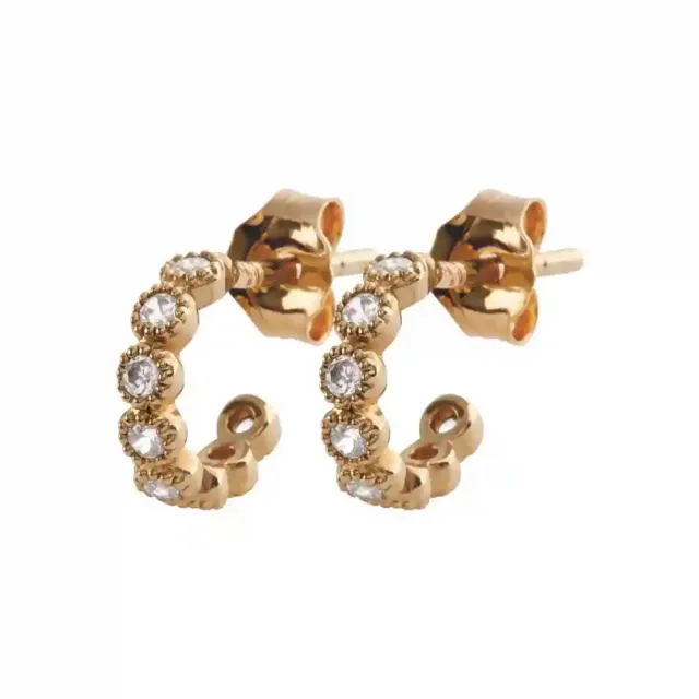 Oriana France boucles créoles zircons plaqué or semi-ouvertes