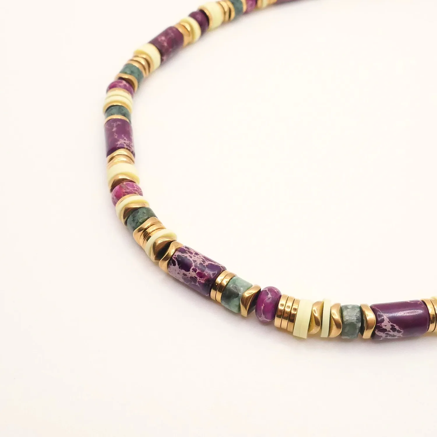 Cloralys Angèle collier turquoise violet 37 cm