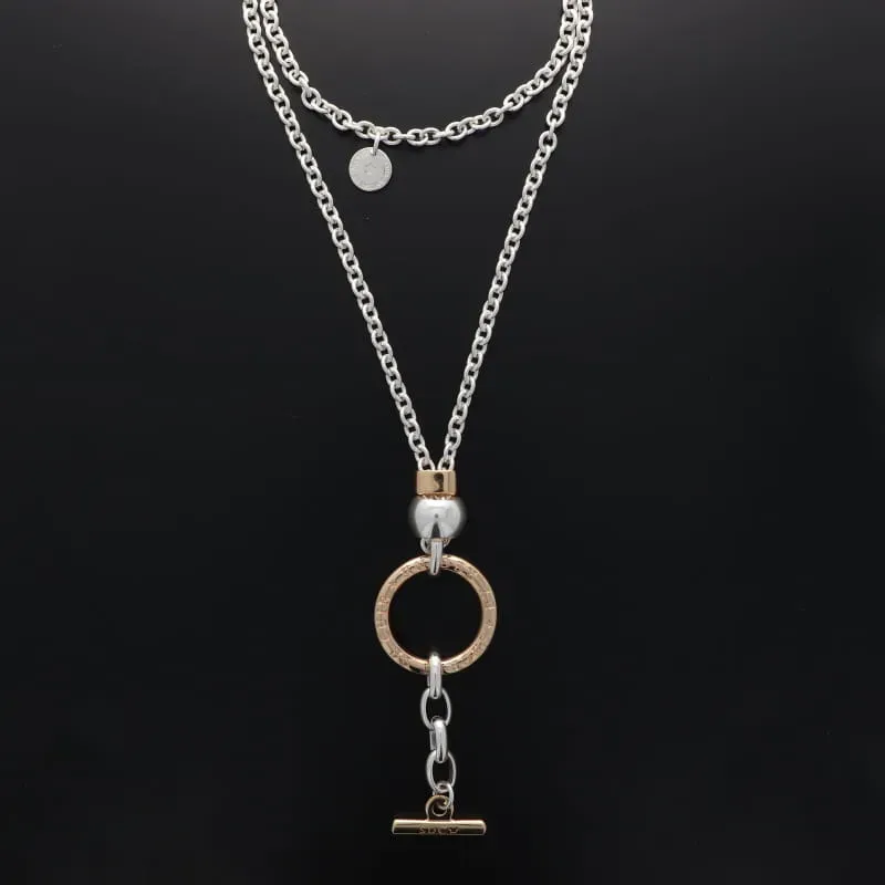 Secret de Cuir N°1745 bouée gravée barre bicolore sautoir