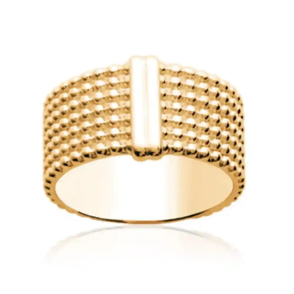 Oriana France bague perlée large plaqué or