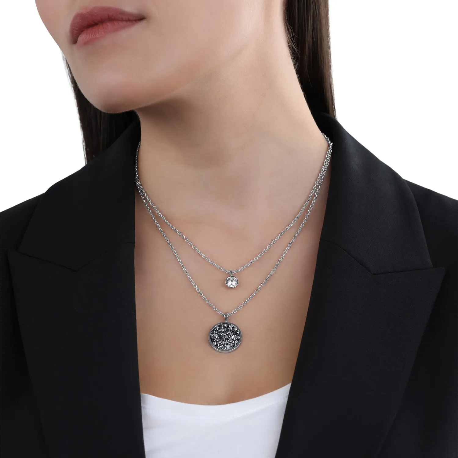 s.Oliver collier femme argent acier cristal
