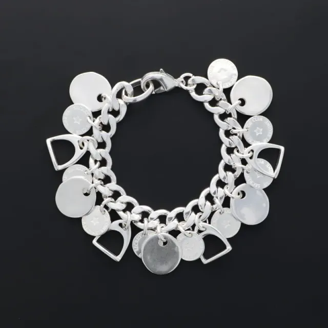 Secret de Cuir N°10 bracelet multi breloques plaqué argent