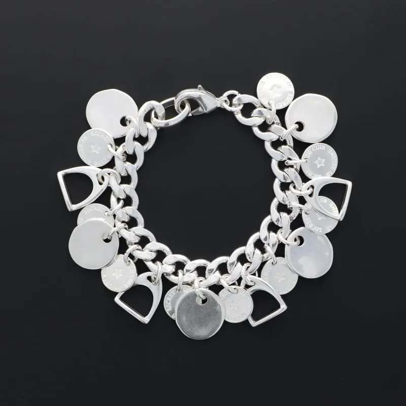 Secret de Cuir N°10 bracelet multi breloques plaqué argent