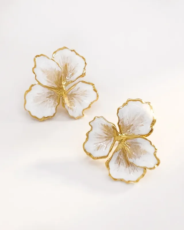 Elise Tsikis Némésis Medium boucles d'oreilles émaillées doré