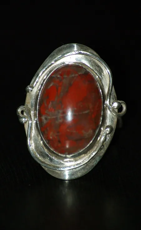 L'Atelier Kozenga Jaspe rouge bague argent 950 taille 50