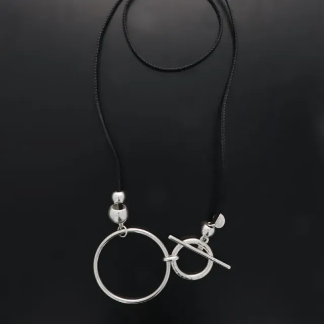 Secret de Cuir N°919 sautoir jonc bouée barre argenté