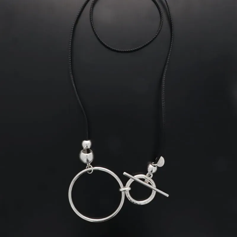 Secret de Cuir N°919 sautoir jonc bouée barre argenté