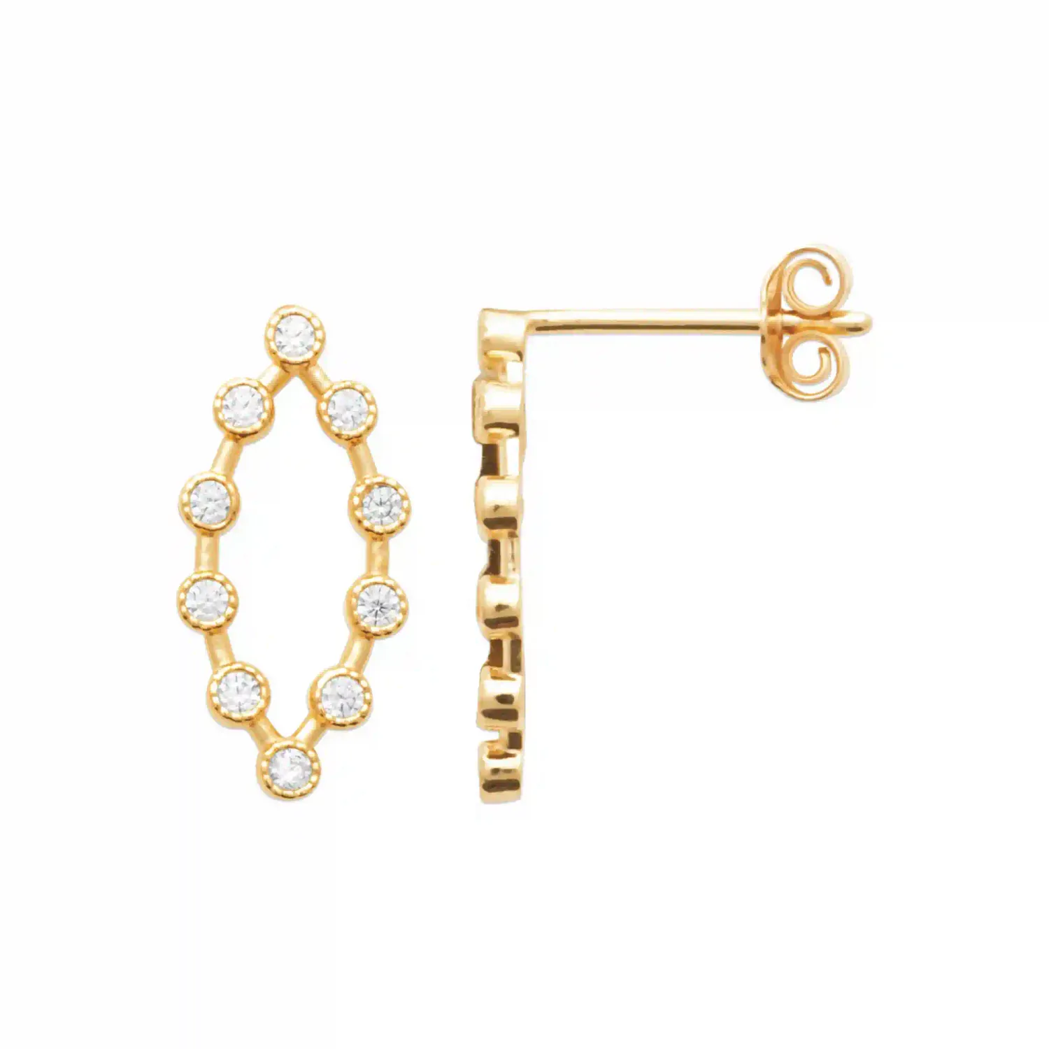 Oriana France ovales boucles d'oreilles plaqué or diamants