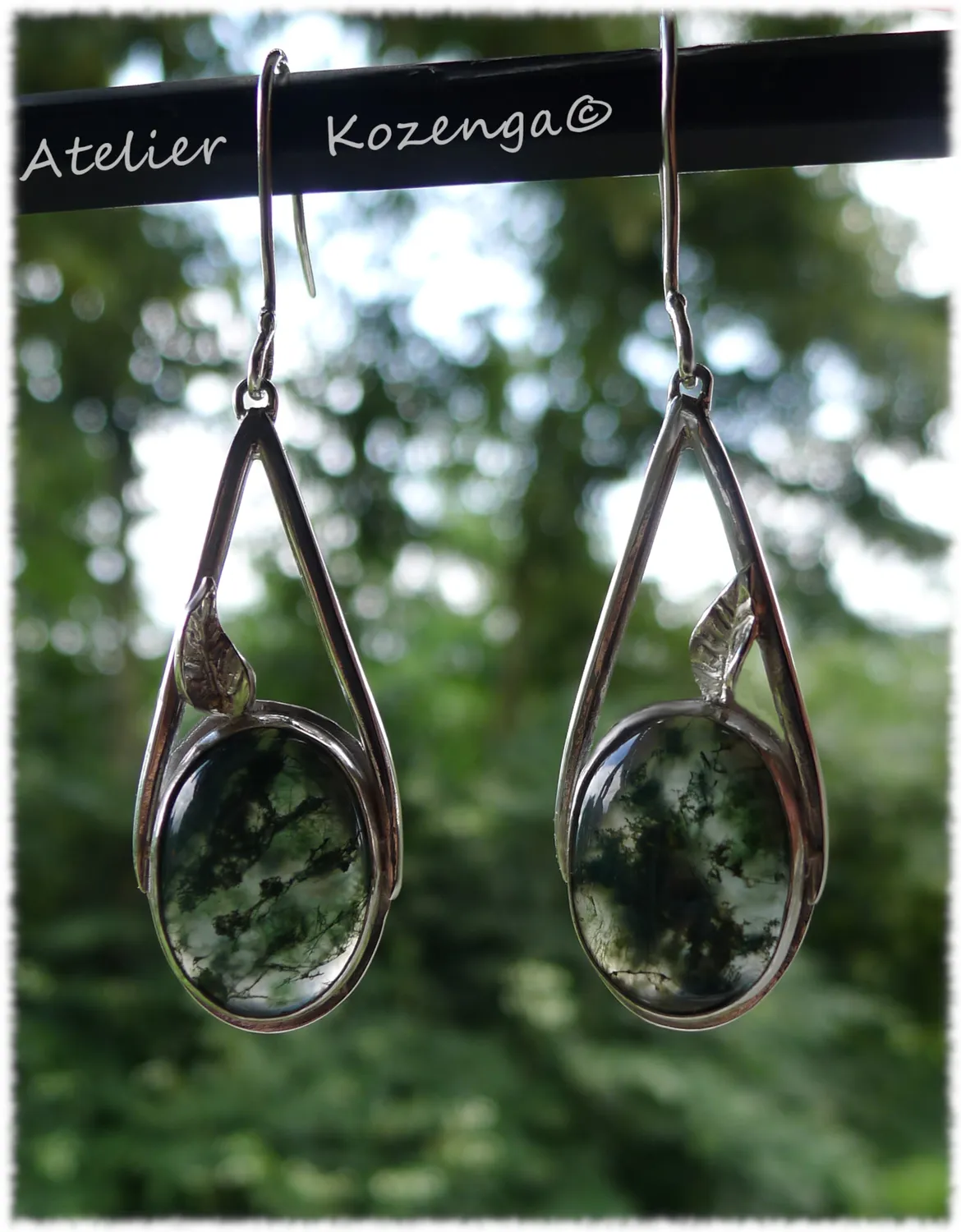 L'Atelier Kozenga Agates mousse boucles d'oreilles argent