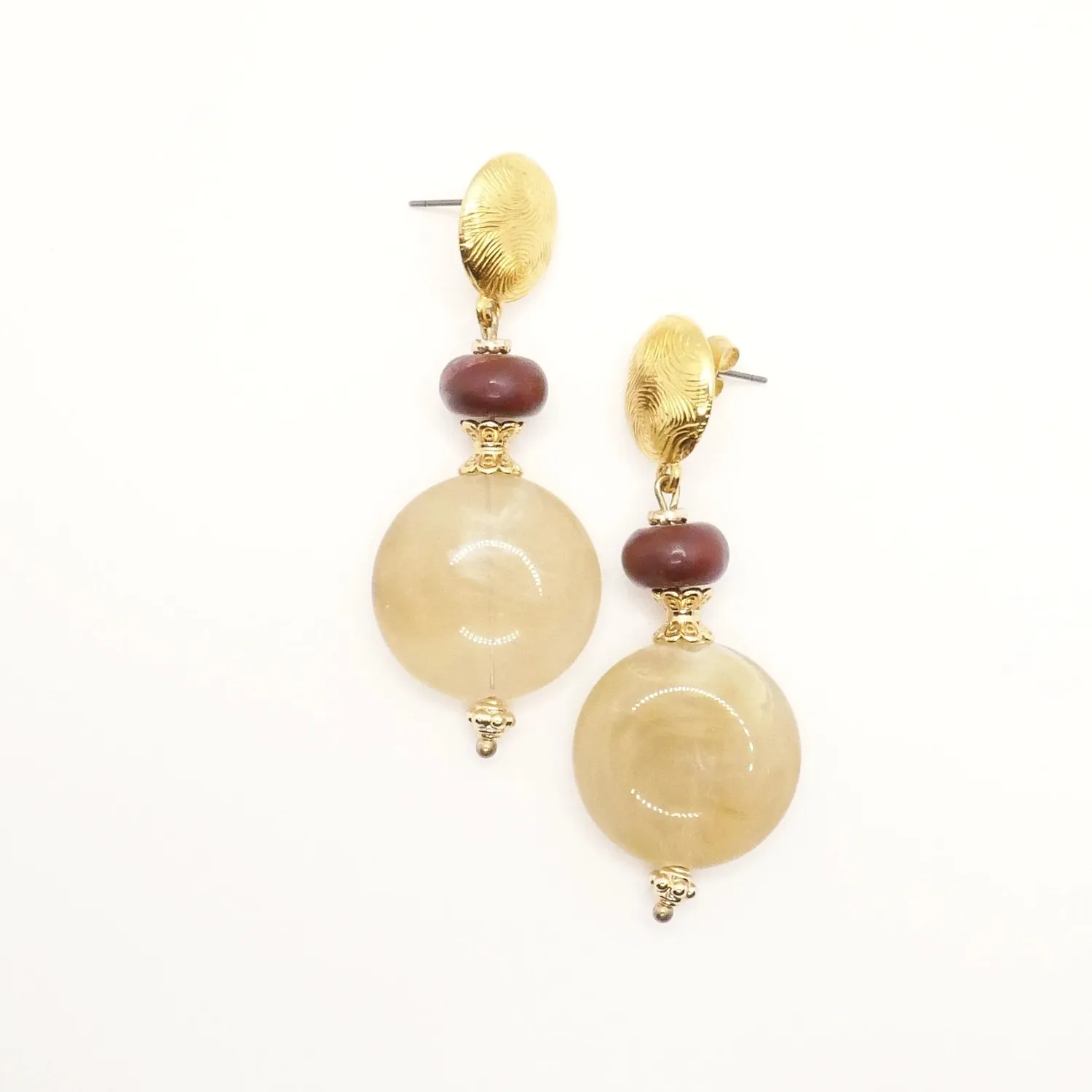 Cloralys Antoinette boucles d'oreilles beiges marbrées