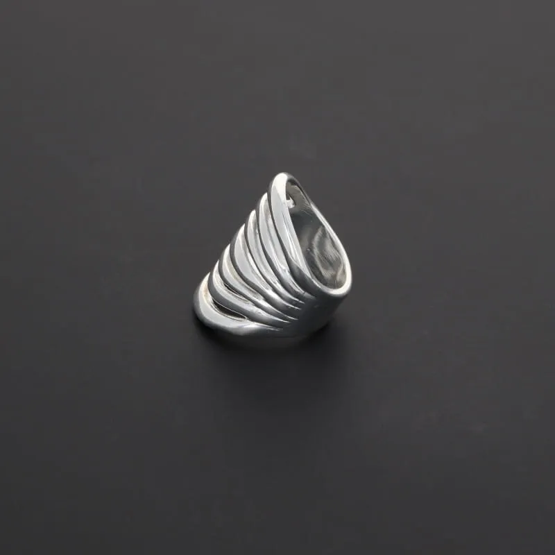 Secret de Cuir N°1306 bague 7 stries plaqué argent