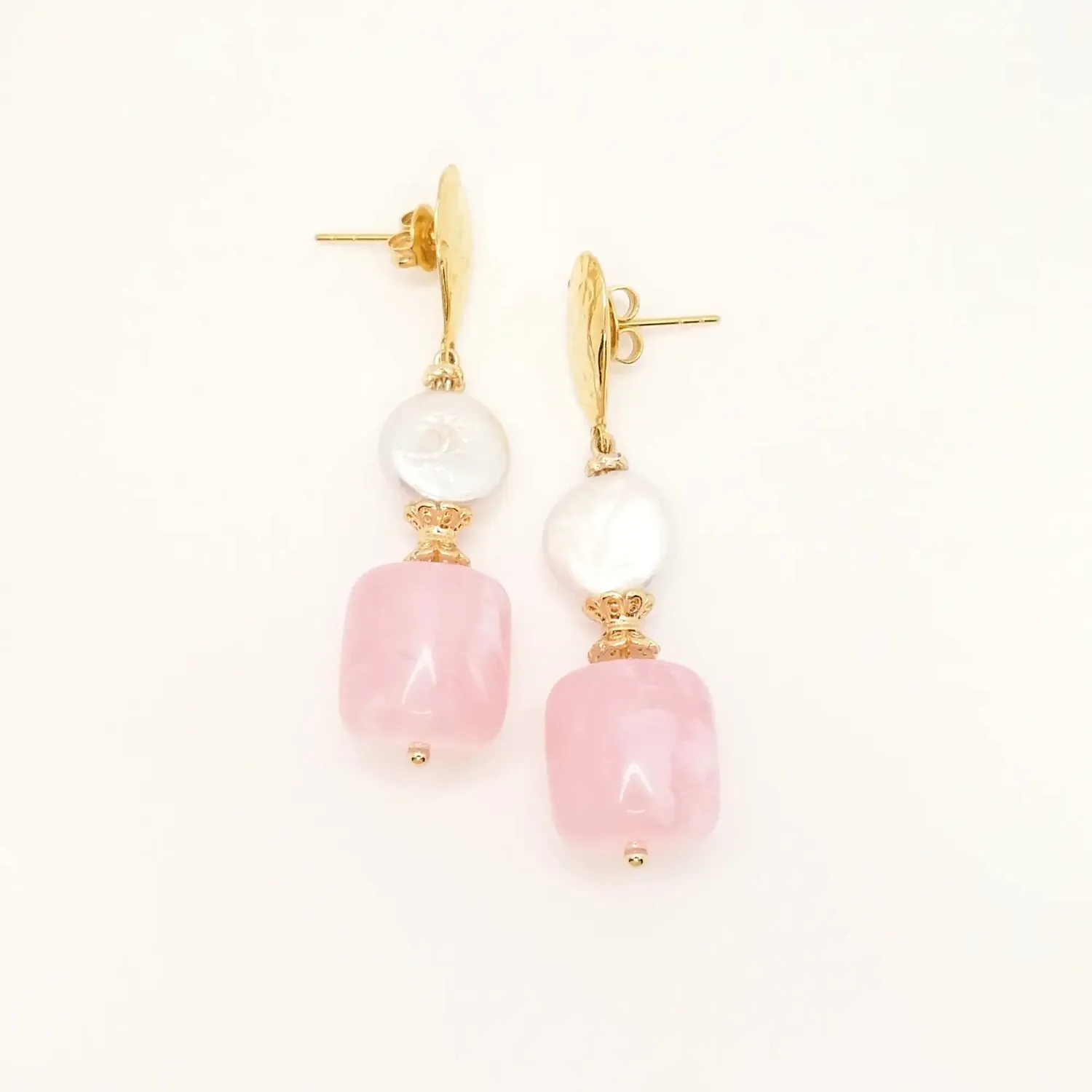 Cloralys Marilou boucles d'oreilles perles roses 5 cm