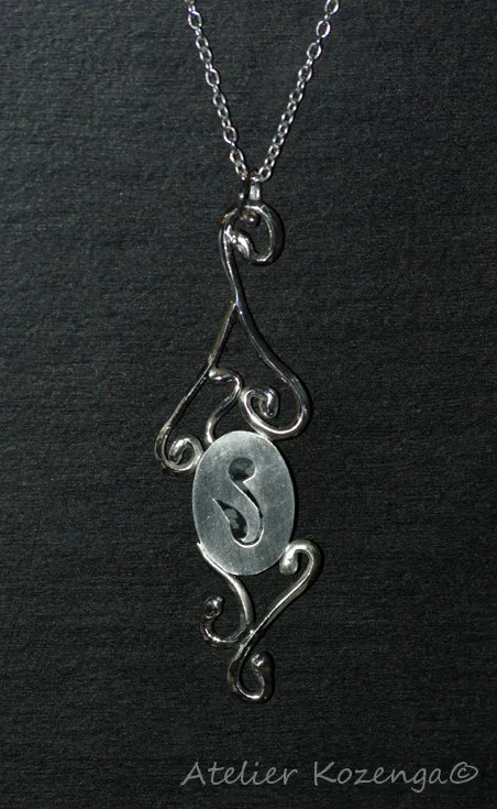 L'Atelier Kozenga Obsidienne pendentif argent 950
