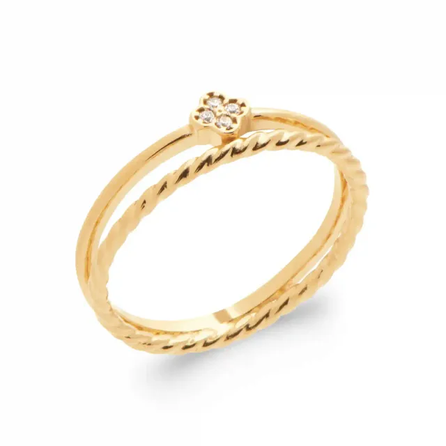 Oriana France croix double rang bague plaqué or 18 carats