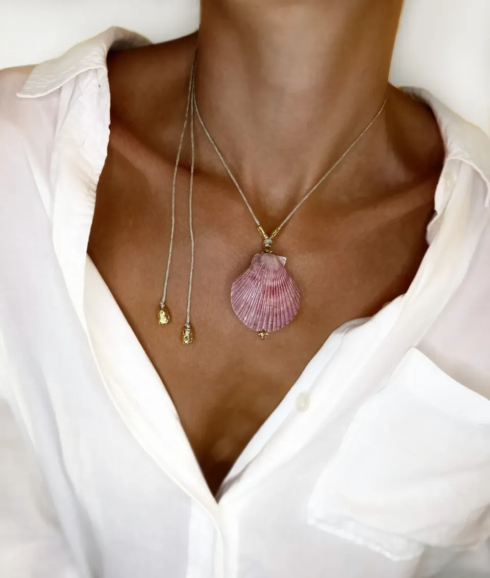 Elise Tsikis Hydra collier coquille rose